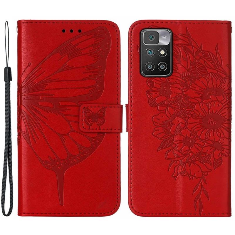 Lederhüllen Für Xiaomi Redmi 10 Schmetterlingsblumen-kartenhalter