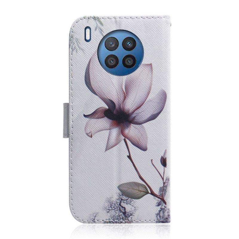 Flip Case Für Honor 50 Lite Blume Staubiges Rosa