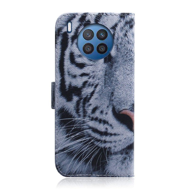 Lederhüllen Für Honor 50 Lite Weißer Tiger