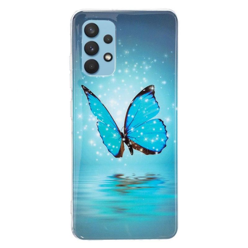 Handyhülle Für Samsung Galaxy A32 4G Schutzhülle Leuchtender Blauer Schmetterling