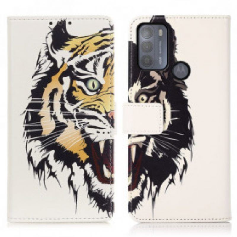 Flip Case Für Moto G50 Wilder Tiger