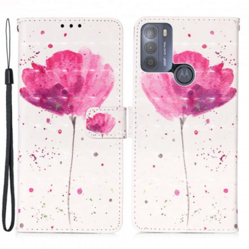 Hülle Flip Case Für Moto G50 Aquarellmohn