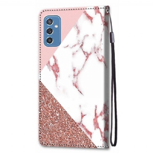 Flip Case Für Samsung Galaxy M52 5G Glitter Marmor