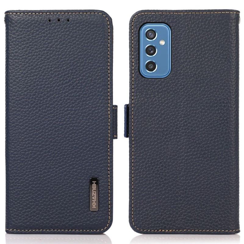 Flip Case Für Samsung Galaxy M52 5G Khazneh Genarbtes Glänzendes Leder