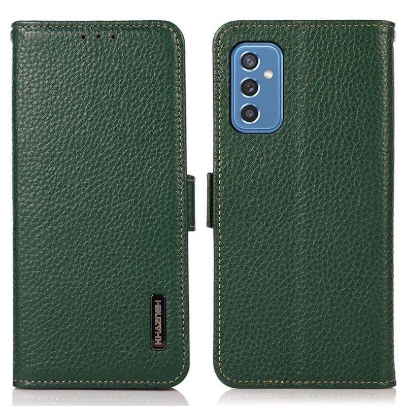 Flip Case Für Samsung Galaxy M52 5G Khazneh Genarbtes Glänzendes Leder