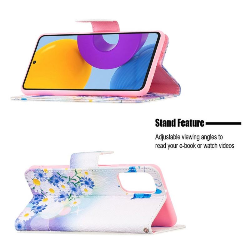 Flip Case Für Samsung Galaxy M52 5G Schmetterling Und Gänseblümchen