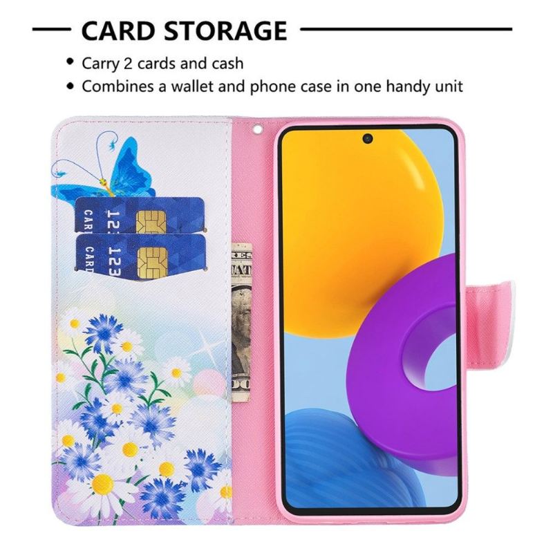 Flip Case Für Samsung Galaxy M52 5G Schmetterling Und Gänseblümchen