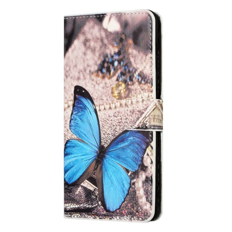 Flip Case Für iPhone 14 Blauer Schmetterling