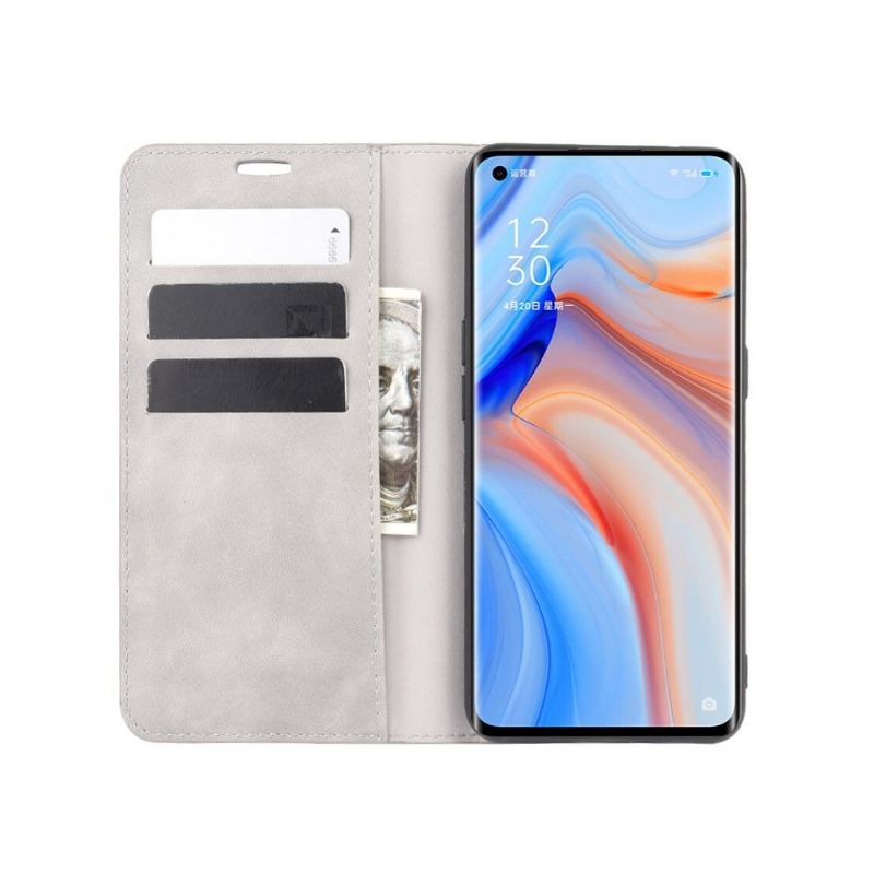 Flip Case Für Oppo Reno 4 Pro 5G Business Retro Lederoptik