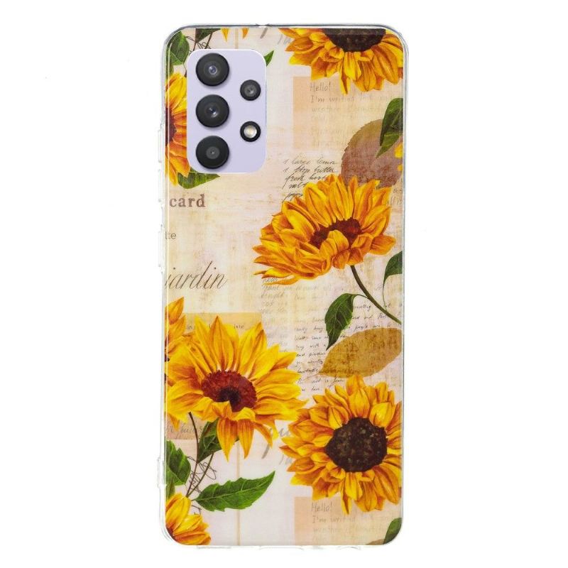 Handyhülle Für Samsung Galaxy A32 5G Vintage Sonnenblume Fluoreszierend