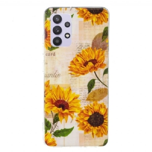 Handyhülle Für Samsung Galaxy A32 5G Vintage Sonnenblume Fluoreszierend