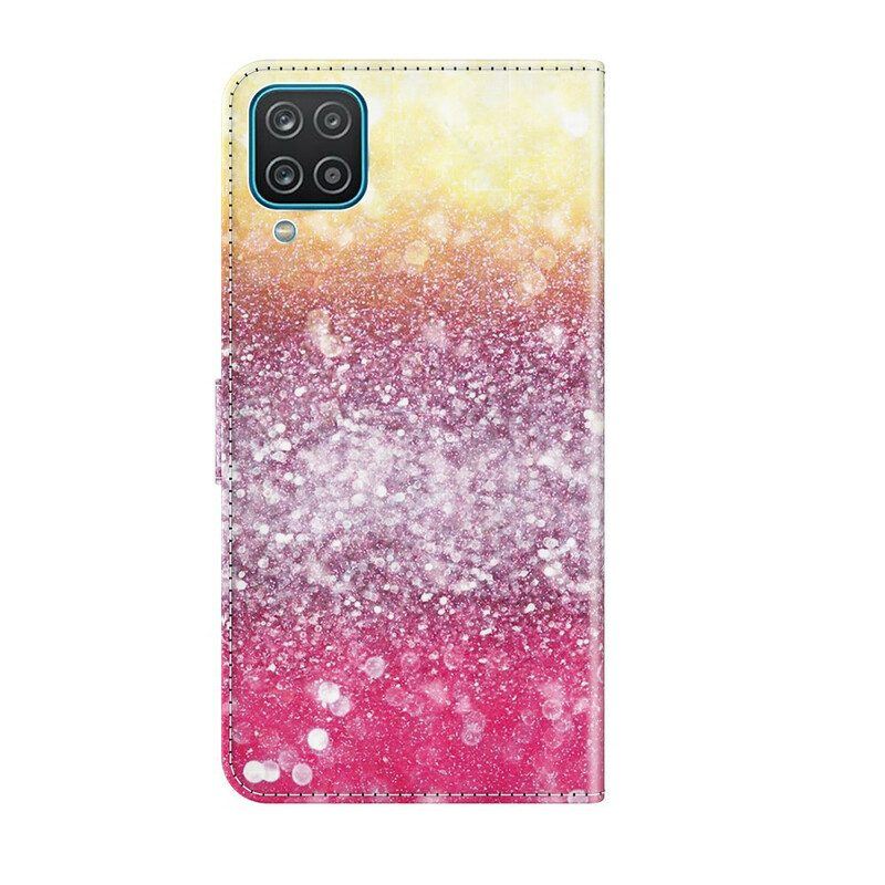 Flip Case Für Samsung Galaxy M12 / A12 Magenta-glitzer-farbverlauf