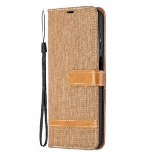 Flip Case Für Samsung Galaxy M12 / A12 Mit Kordel Armband In Stoff- Und Lederoptik