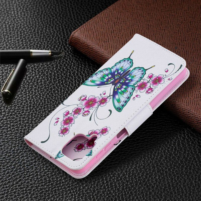 Flip Case Für Samsung Galaxy M12 / A12 Schmetterlingskönige