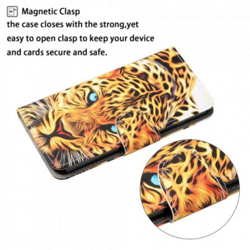 Flip Case Für Samsung Galaxy M12 / A12 Tiger Mit Schlüsselband