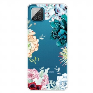 Handyhülle Für Samsung Galaxy M12 / A12 Nahtlose Aquarellblumen