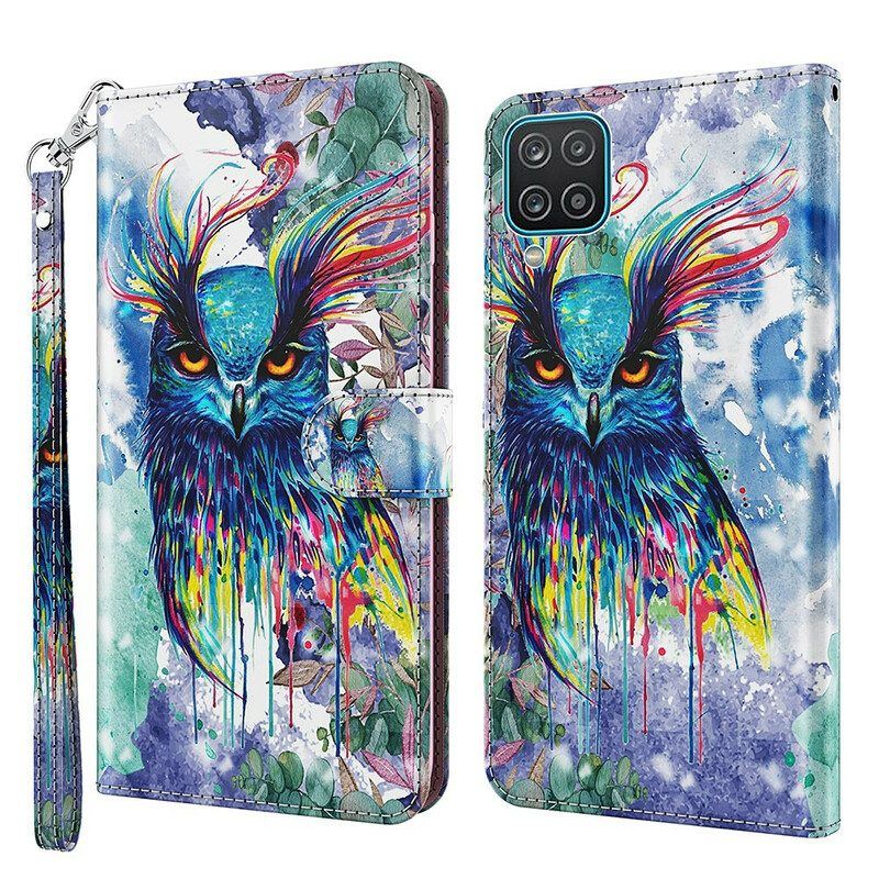 Lederhüllen Für Samsung Galaxy M12 / A12 Aquarellvogel