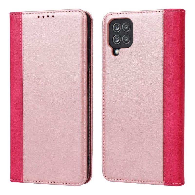 Schutzhülle Für Samsung Galaxy M12 / A12 Flip Case Zweifarbiger Lederstil