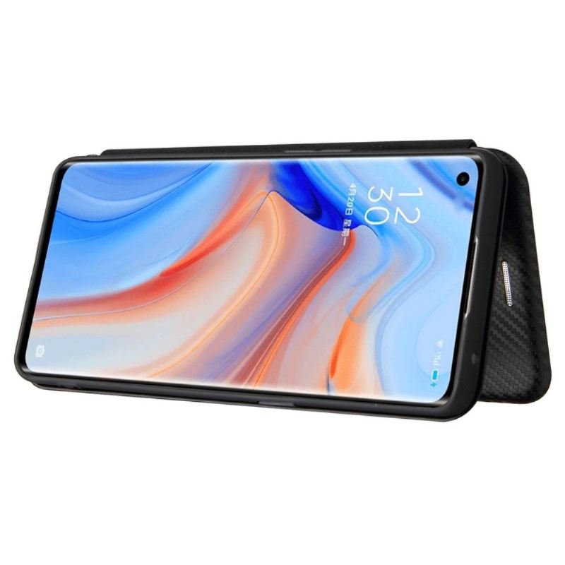 Flip Case Für Oppo Find X3 Lite Kunstleder Im Kohlefaser-stil