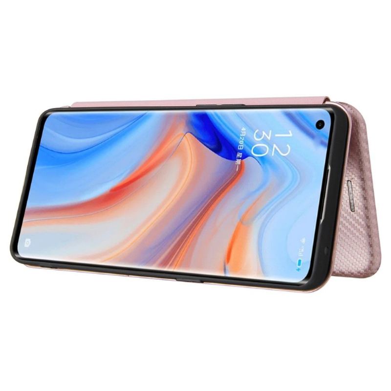 Flip Case Für Oppo Find X3 Lite Kunstleder Im Kohlefaser-stil