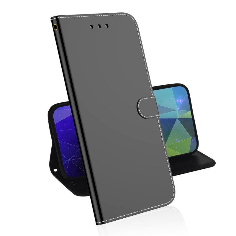 Flip Case Für Oppo Find X3 Lite Spiegelabdeckung Aus Kunstleder