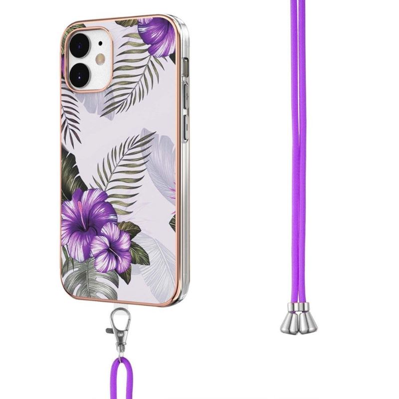 Handyhülle Für iPhone 12 / 12 Pro Mit Kordel Exotische Blumen