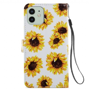 Lederhüllen Für iPhone 12 / 12 Pro Sonnenblumenblüte