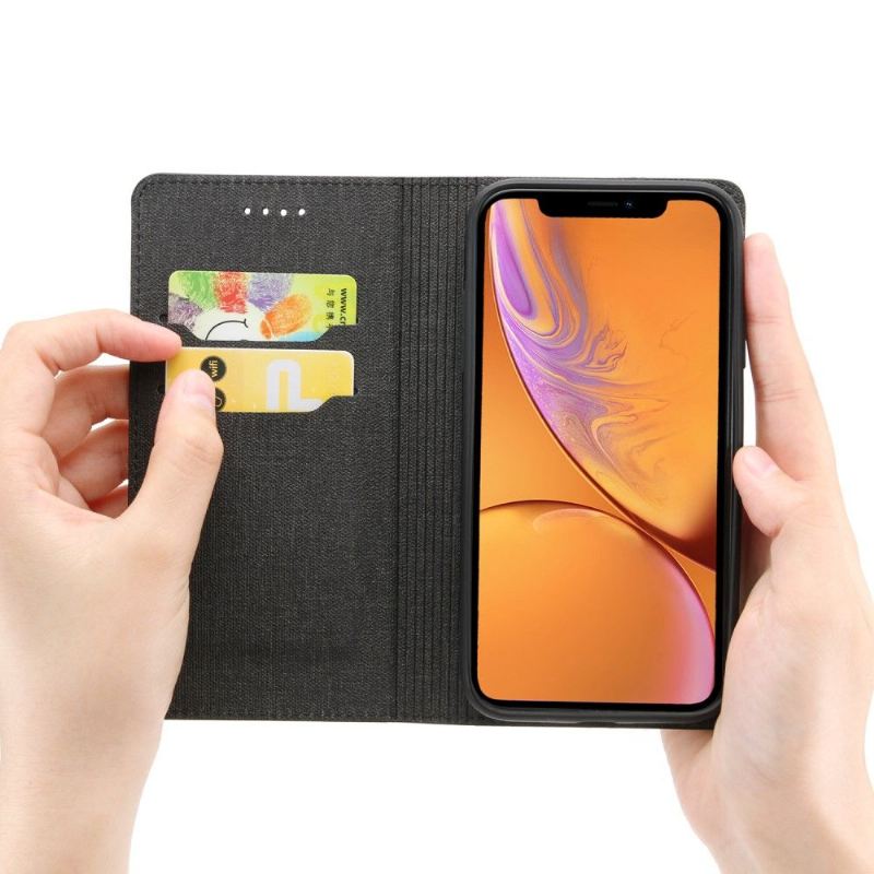 Handyhülle Für iPhone XR Flip Case Kartenhalter In Stoffoptik