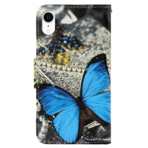 Lederhüllen Für iPhone XR Blauer Schmetterling