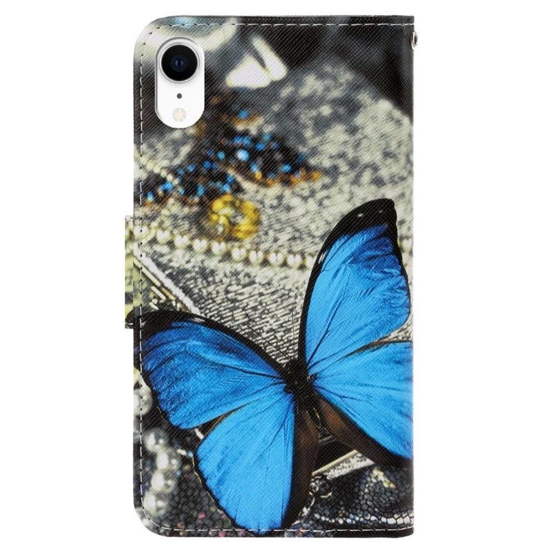 Lederhüllen Für iPhone XR Blauer Schmetterling