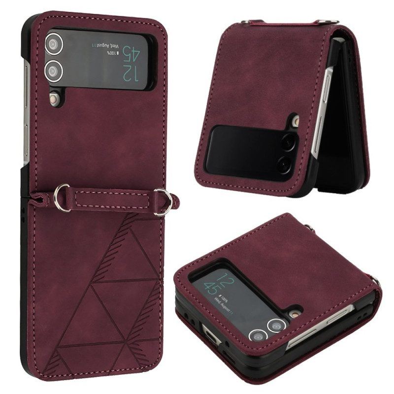 Handyhülle Für Samsung Galaxy Z Flip 4 Flip Case Dreiecke Aus Kunstleder