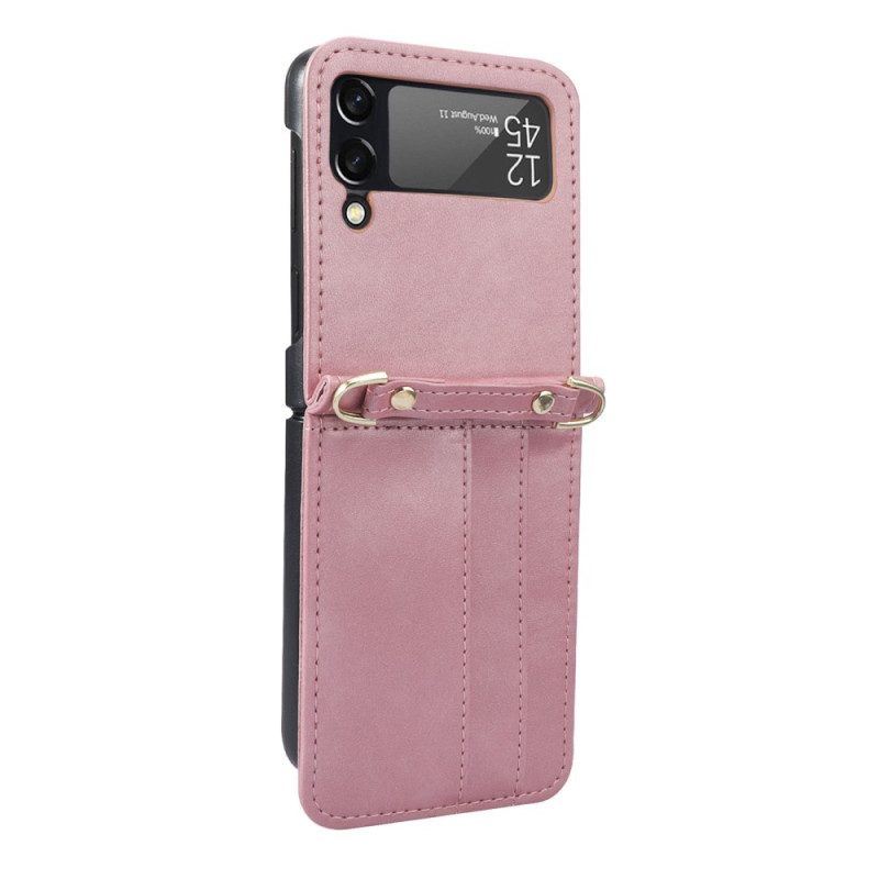 Handyhülle Für Samsung Galaxy Z Flip 4 Flip Case Kartenetui Und Schlüsselband Aus Leder Im Stil