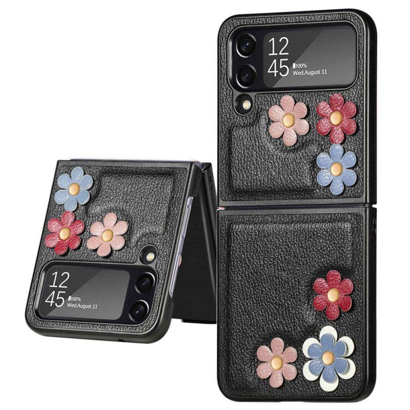 Handyhülle Für Samsung Galaxy Z Flip 4 Flip Case Kunstlederblumen