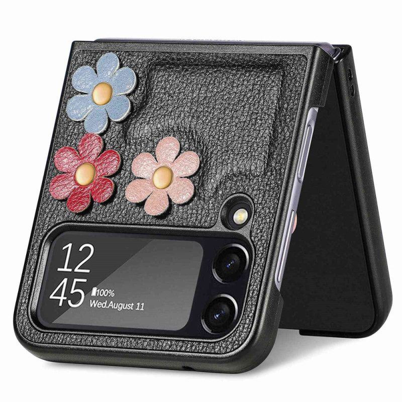 Handyhülle Für Samsung Galaxy Z Flip 4 Flip Case Kunstlederblumen