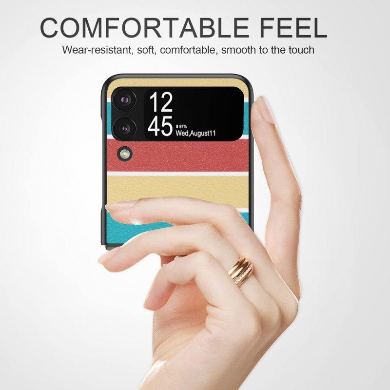 Handyhülle Für Samsung Galaxy Z Flip 4 Flip Case Kunstlederlinien