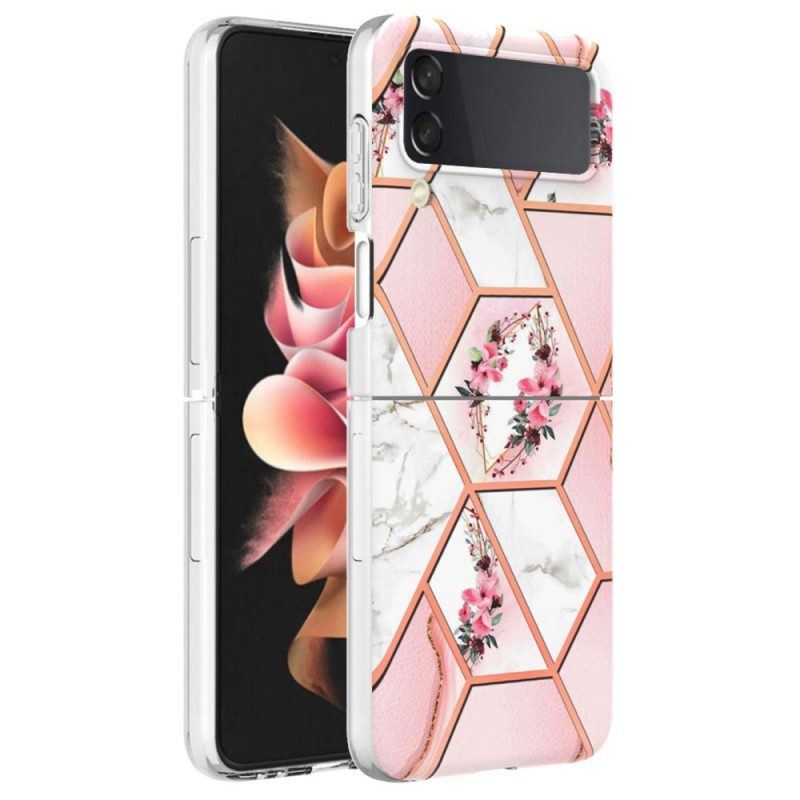 Hülle Für Samsung Galaxy Z Flip 4 Flip Case Blumenmarmor