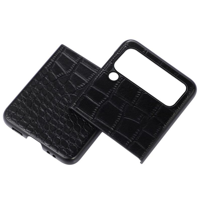 Hülle Für Samsung Galaxy Z Flip 4 Flip Case Echtes Leder Mit Krokodileffekt