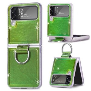 Hülle Für Samsung Galaxy Z Flip 4 Flip Case Elektrische Farben Und Ring