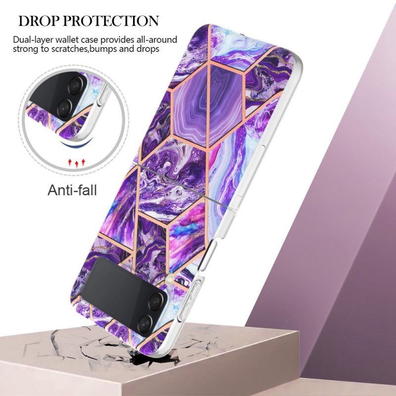 Hülle Für Samsung Galaxy Z Flip 4 Flip Case Geometrischer Marmor