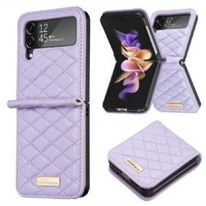 Hülle Für Samsung Galaxy Z Flip 4 Flip Case Gesteppte Binfen-farbe