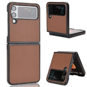 Hülle Für Samsung Galaxy Z Flip 4 Flip Case Kohlefaser-textur In Lederoptik