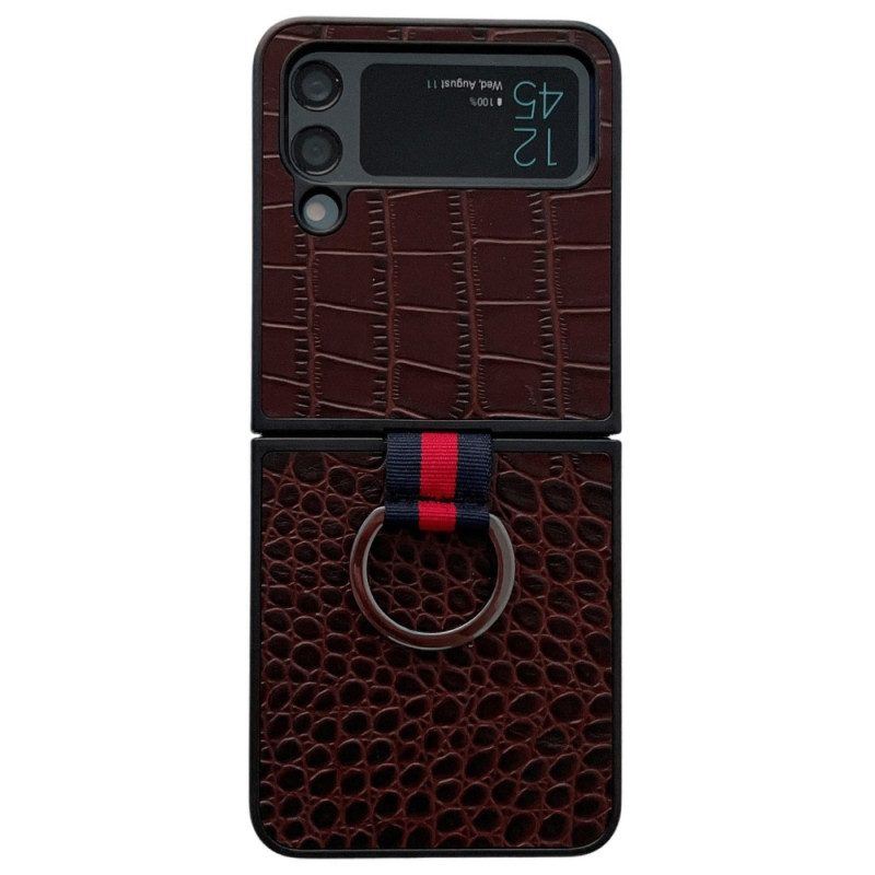 Hülle Für Samsung Galaxy Z Flip 4 Flip Case Krokodil- Und Ringstil