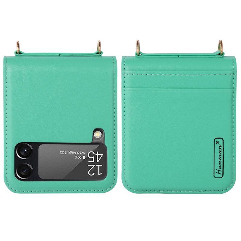 Hülle Für Samsung Galaxy Z Flip 4 Flip Case Lederstil Mit Riemen