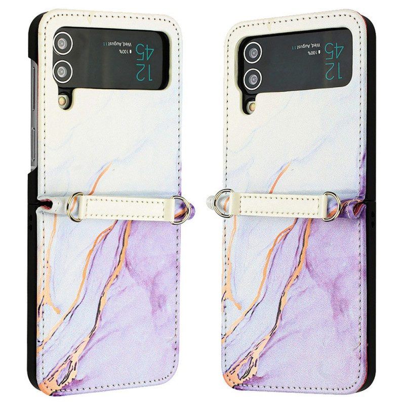 Hülle Für Samsung Galaxy Z Flip 4 Flip Case Marmor-ledereffekt