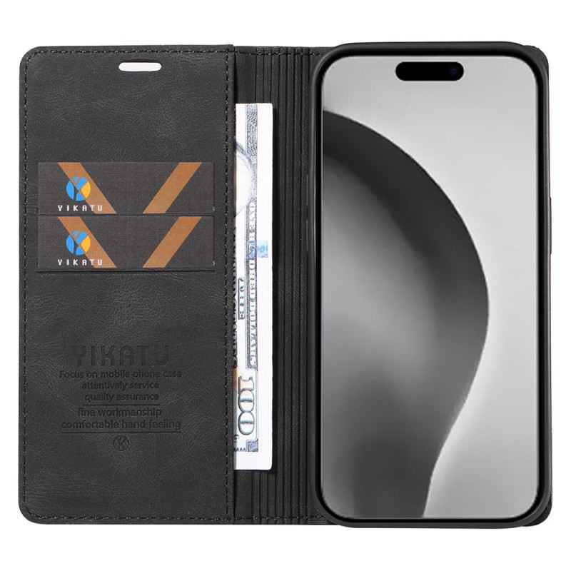 Flip Case iPhone 16 Pro Max Handyhülle Yikatu Wildledereffekt