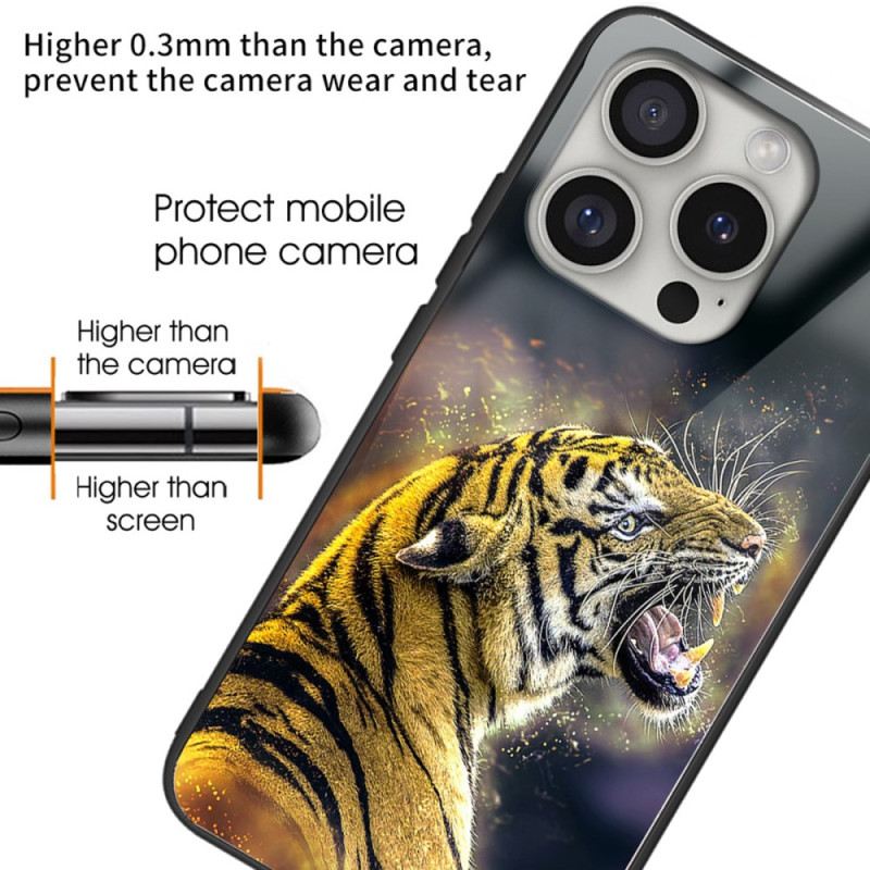 Hülle Für iPhone 16 Pro Max Brüllender Tiger Aus Gehärtetem Glas