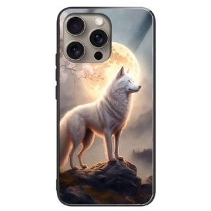 Hülle iPhone 16 Pro Max Gehärtetes Glas Moonlight Wolf