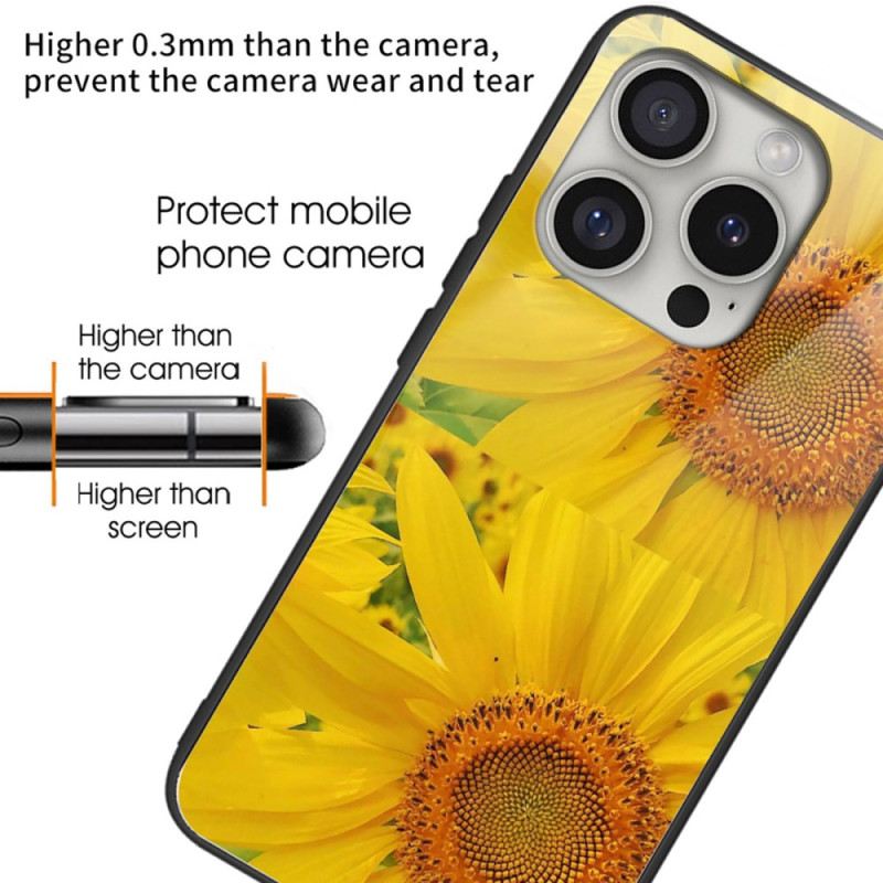 Hülle iPhone 16 Pro Max Gehärtetes Sonnenblumenglas