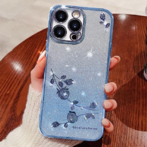 Hülle iPhone 16 Pro Max Handyhülle Etui Mit Blumen Und Strasssteinen