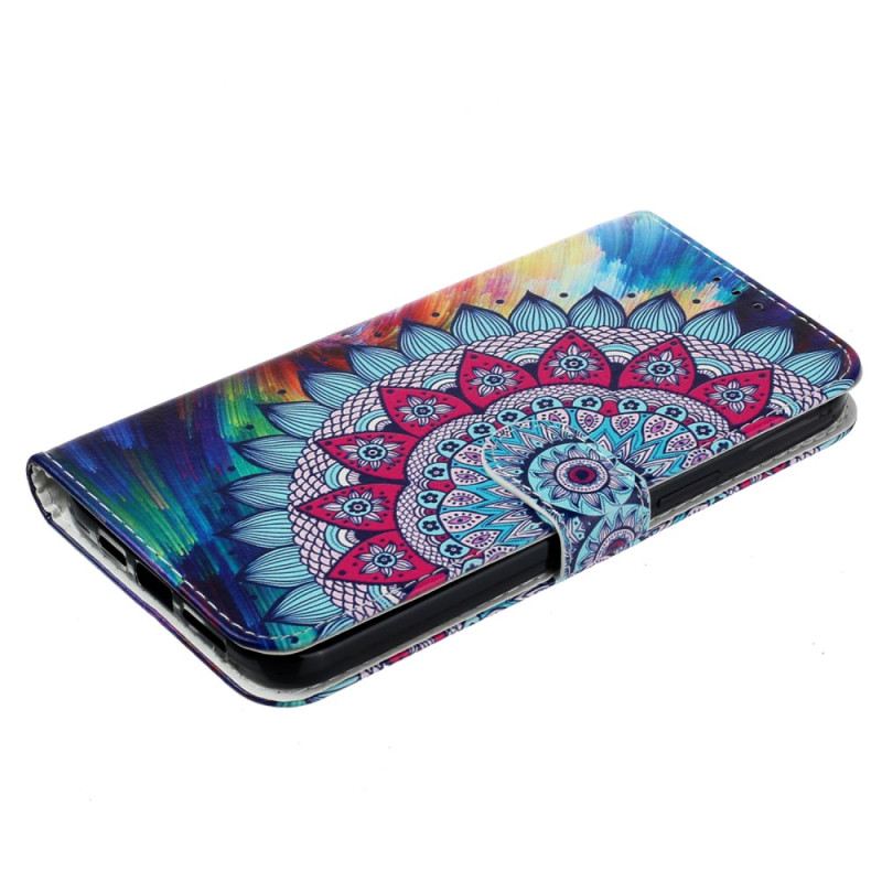 Lederhüllen Für iPhone 16 Pro Max Mandala-blume Mit Riemen